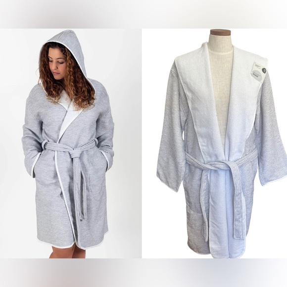 Sorema New York Women’s Hooded Bathrobe Sz S‎ Portugal Made 100% Cotton Pockets - Picture 1 of 16
